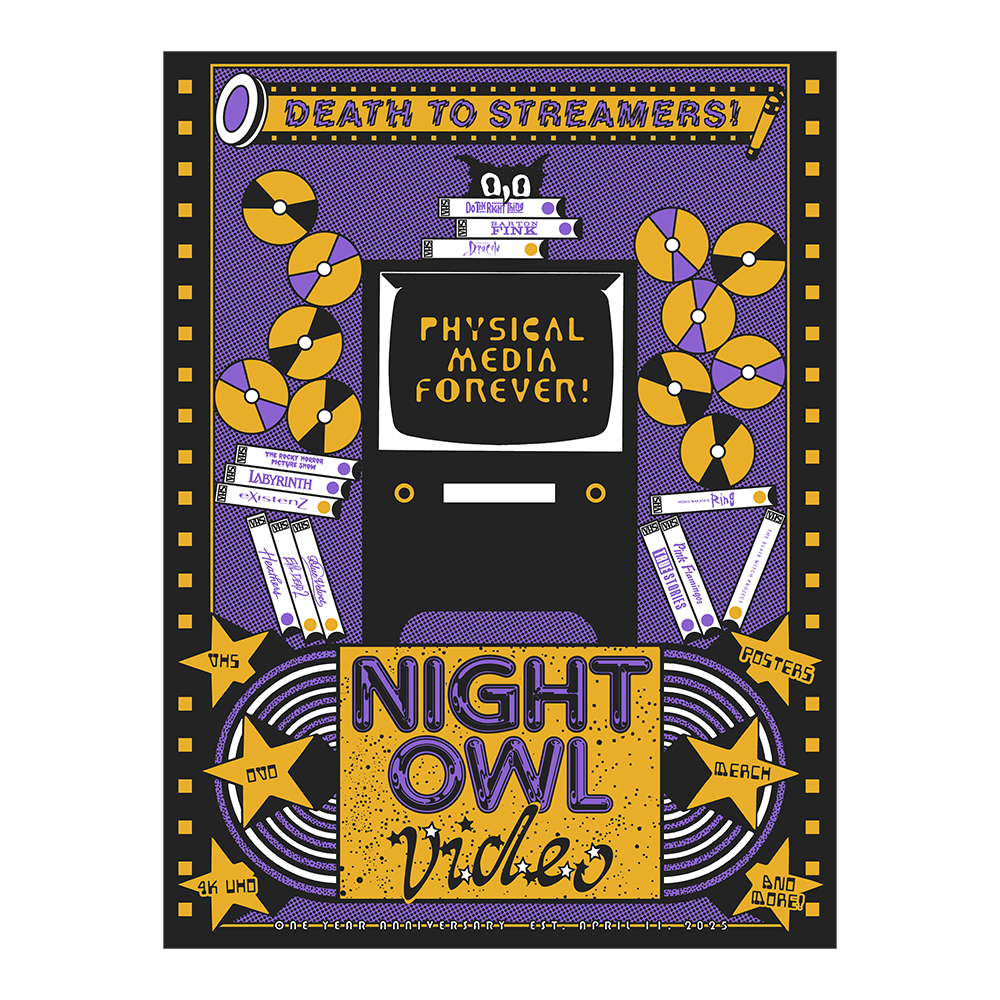 Night Owl Video One Year Anniversary Poster